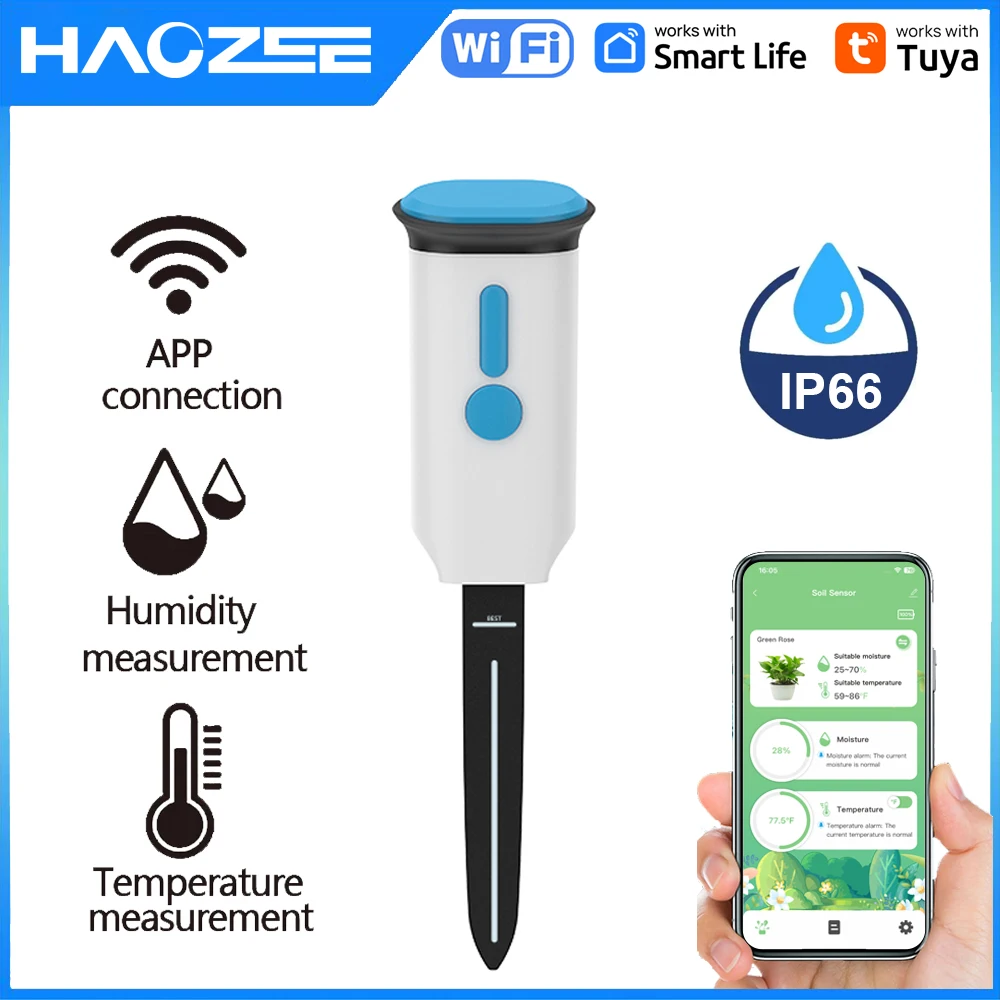 Smart Garden Sensors - Haozee Tuya Smart WiFi Soil Moisture