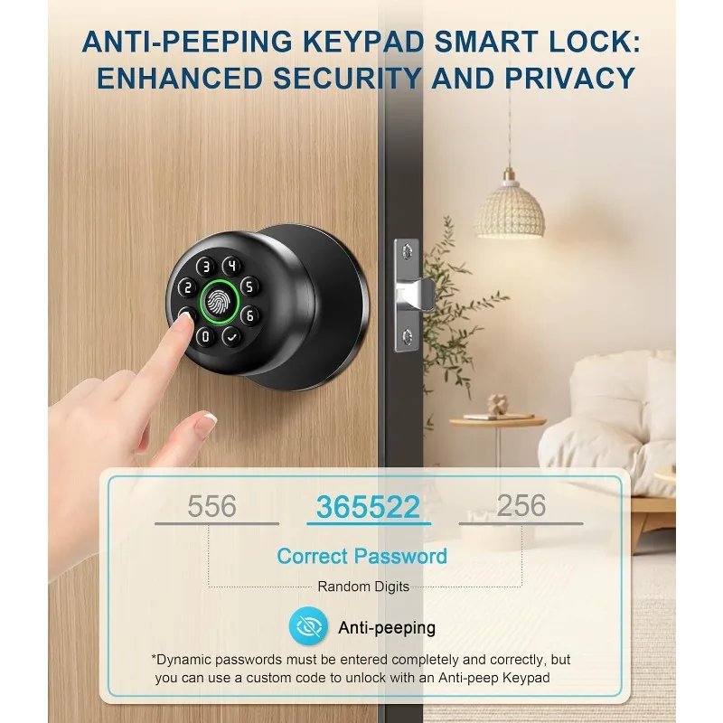 Smart Garden Offices - Matte Black Smart Fingerprint Door Knob