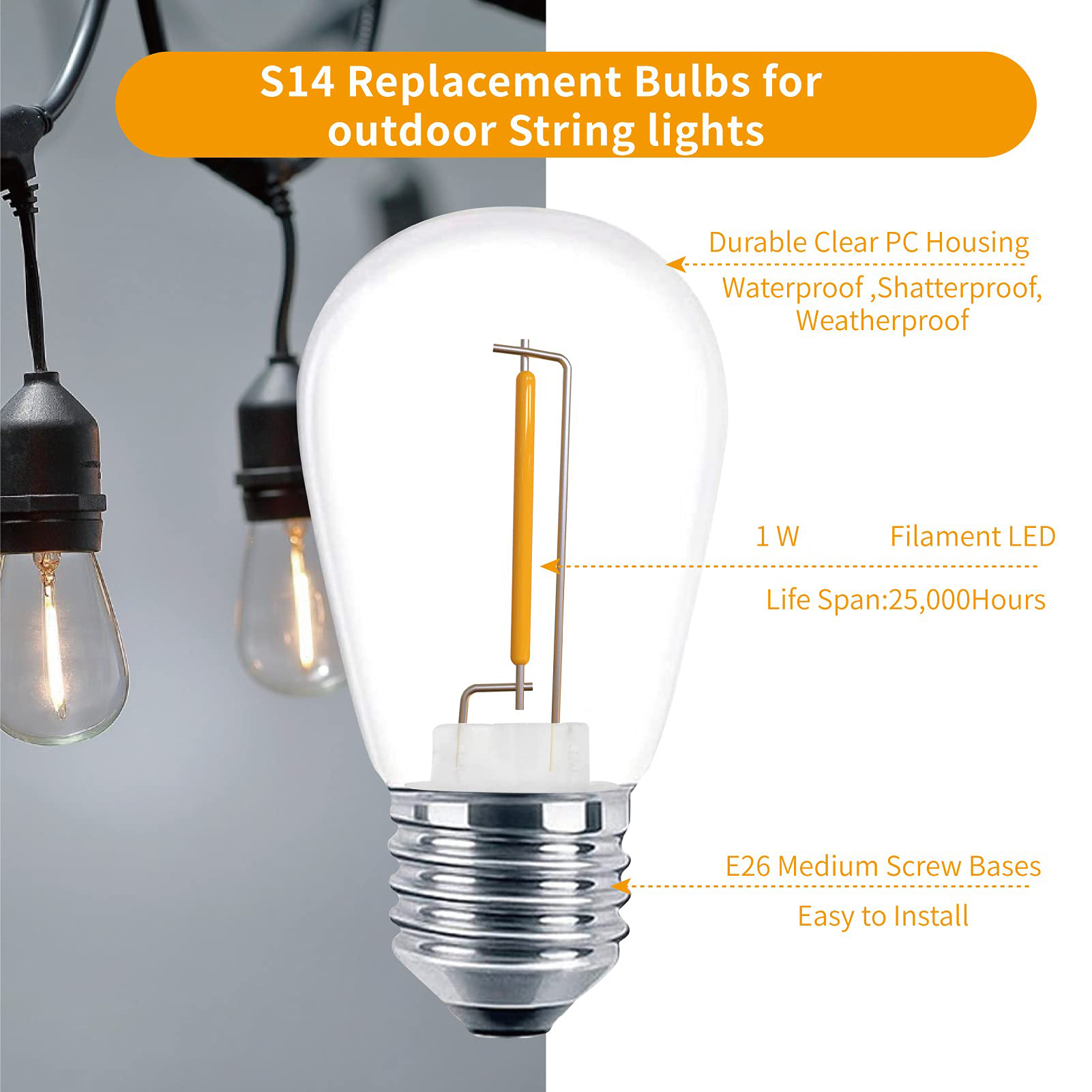 LED S14 Replacement Light Bulb - огляд і ціна Smart Garden Umbrella